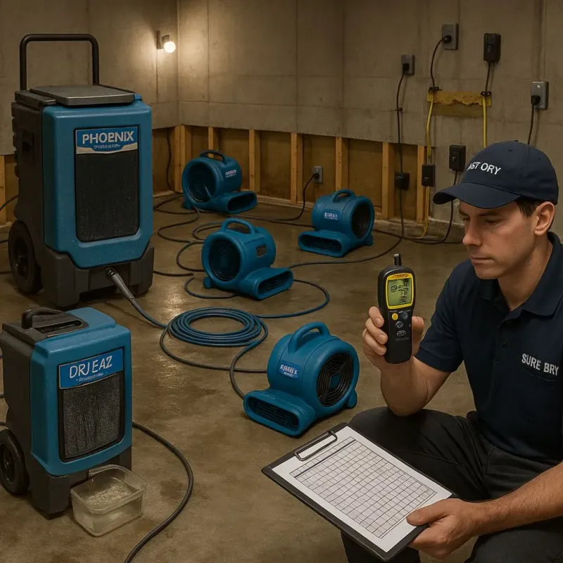 Structural Drying and Dehumidification process in Manchester, NH